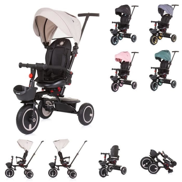 Quick Fold 2 i 1 sammenklappelig trehjulet cykel - CHIPOLINO - vendbart sæde - PU hjul - Beige Beige