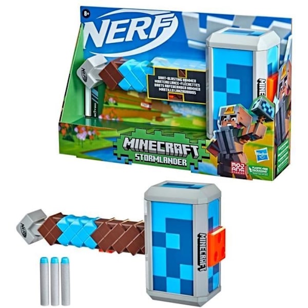 Nerf Minecraft - HASBRO - Stormlander Dart Throwing Hammer - 3 Dart Kapacitet