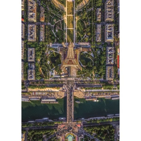 Clementoni - 1500p Flight over Paris - 59,2 x 84,3 cm - Med affisch Flerfärgad