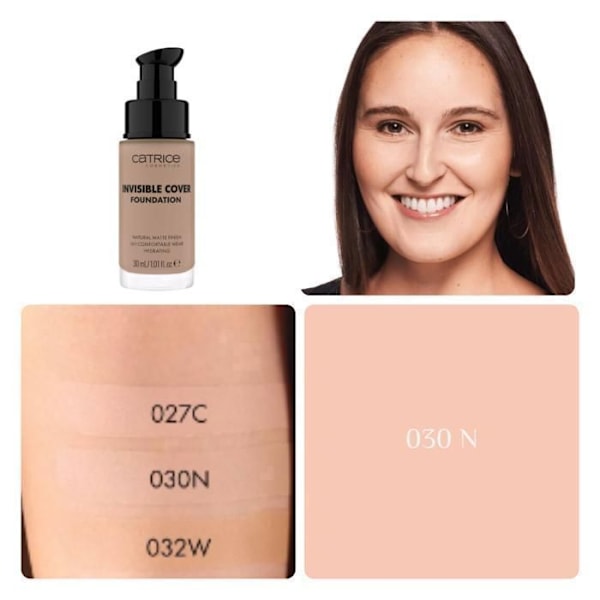 Foundation - CATRICE - Invisible Cover - Shade 030N - Light coverage - Natural finish 030N