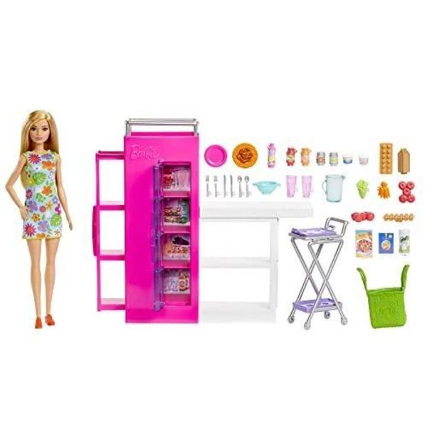 Keittiön laajennussetti, jossa nukke ja ruokakomero - BARBIE - Dreamtopia - Yli 30 leikkitarviketta