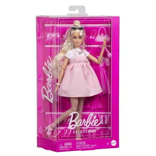 Barbie-Deluxe Style - Vaaleatukkainen Barbie-nukke vaaleanpunaisessa mekossa - 4 vuotta+ - HYV27 mjuk rosa