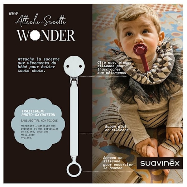 -Suavinex Fästesnyckel Sugpropp Silikon Wonder (Modell: Ljusblå)