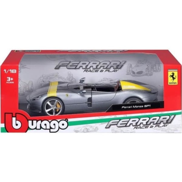Miniatyrfordon - BBURAGO - Ferrari Monza SP-1 - Grå - För barn från 3 år och uppåt