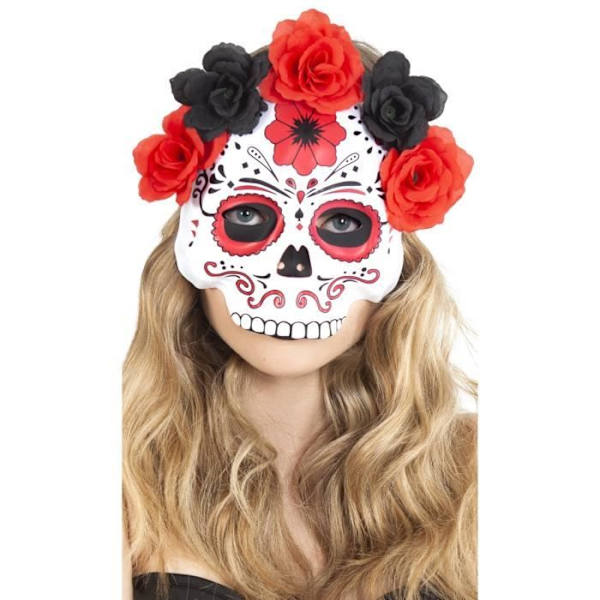 RUBIE'S Red Flowers Catrina Mask - One Size - Halloween ja kauhistuttavat juhlat Röd