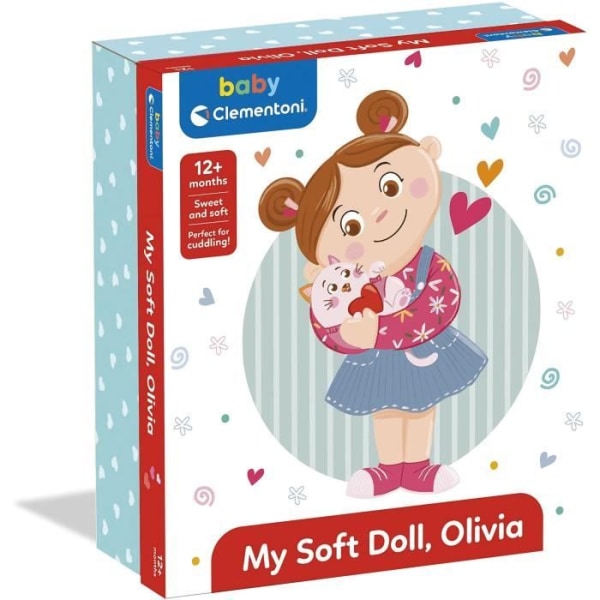 Baby Clementoni - Olivia, min egen docka - Mjuk docka 26,5cm + 3 tillbehör
