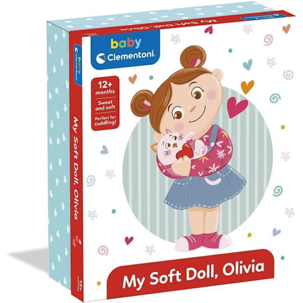Baby Clementoni - Olivia, min egen docka - Mjuk docka 26,5cm + 3 tillbehör Flerfärgad