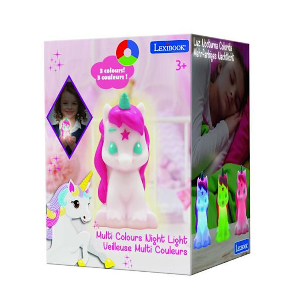 3D natlys med farvevariation Unicorn design Ca. 13 cm