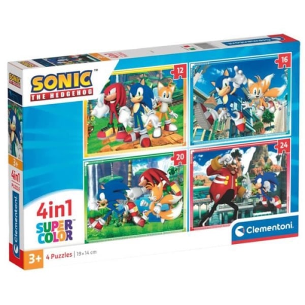Clementoni Supercolor 4 in 1 -palapeli - Sonic Progressives (12, 16, 20, 24 kappaletta)