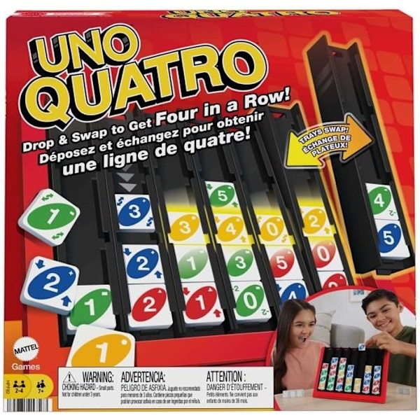 Mattel Games - UNO®-Quatro-Game aikuisille, perheilta ja peliilta HPF82 Flerfärgad
