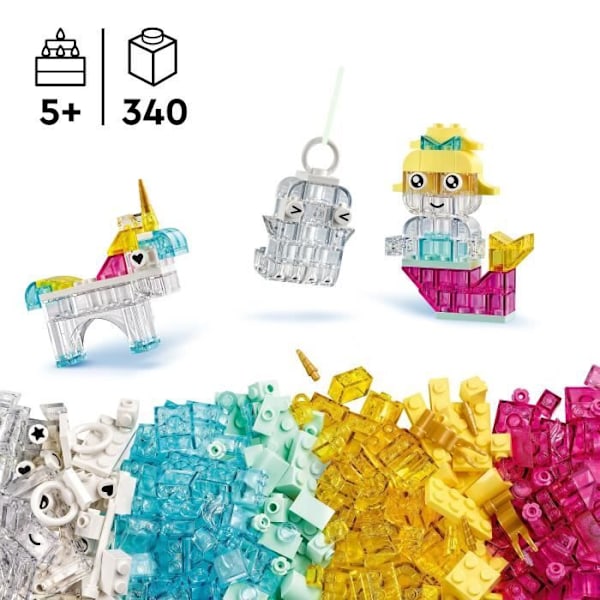LEGO Classic 11040 Taika Läpinäkyvät Kivet - Rakennussetti 5-vuotiaille Färgade, genomskinliga