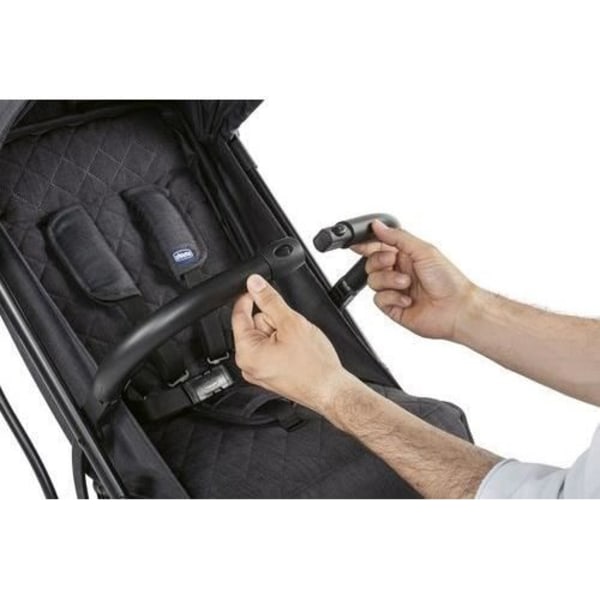 CHICCO Trolley Me - Kompakt sammenklappelig klapvogn - Fra 0 til 15 kg - Sikkerhedsstang - Sort Sten