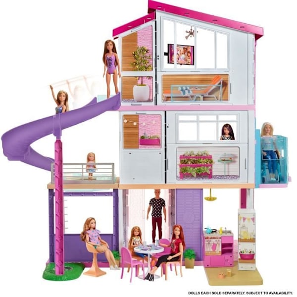 BARBIE Dreamhouse Dream House 3 kerrosta 8 huonetta