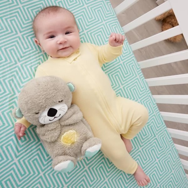 Fisher-Price - Min Bamsesov - Godnat Legetøj - Babysvamp med Musik og Lys - Aktivitetslegetøj - Fra fødslen FXC66 Min utter gosar god natt