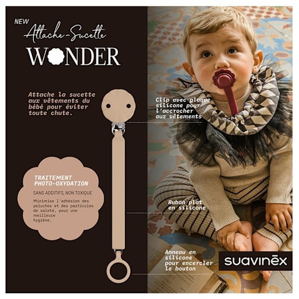 -Suavinex Attache Sucette Silikoni Wonder (Malli: Taupe)