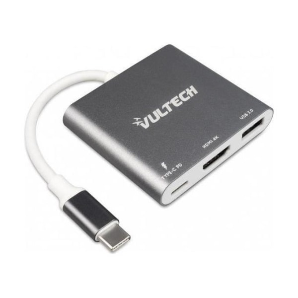 Vultech ATC-01 Multiport USB C Hub 3 i 1 Bärbar USB Typ C-adapter med 4K HDMI, 1 USB 3.0-port för MacBook Pro, XPS, Surface