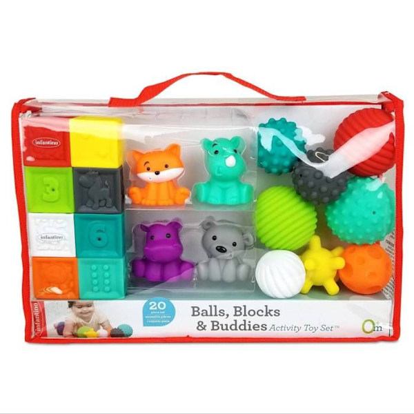 Infantino Sensory Balls Blocks & Buddies - 20 Piece Basic Set