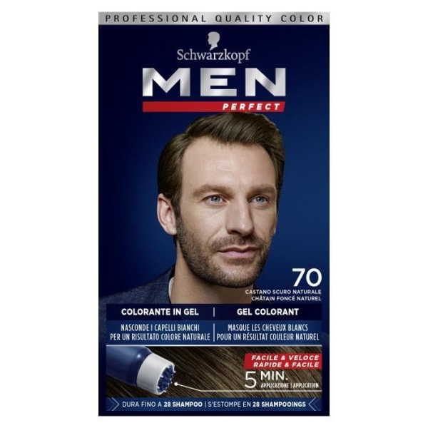 SCHWARZKOPF - Men Perfect - Anti-White Hair Coloring Gel - Mænds hårfarve - Hårpleje - Naturlig mørkebrun Naturligt mörkbrun