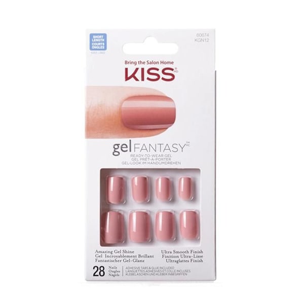 Falska naglar KISS Gel Fantasy KGN12 - 28 st, kort, med lim, snabb och enkel manikyr