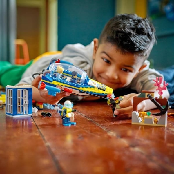 LEGO 60355 bypolitiets detektiv vandmissioner, bådlegetøj, fængsel og 4 minifigurer, børn i alderen 6 Flerfärgad