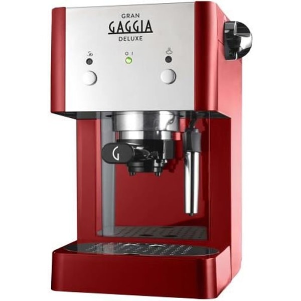 Gran Gaggia Deluxe RI8425 - Kaffemaskin med "Cappuccino" ångmunstycke - 15 bar - röd-krom