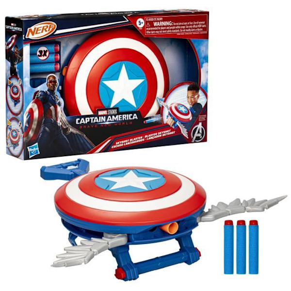 NERF Blaster Skyshot, suojakilpi naamiaisasuun, Marvel Studios Captain America Brave New World, Alkaen 5-vuotiaille Flerfärgad