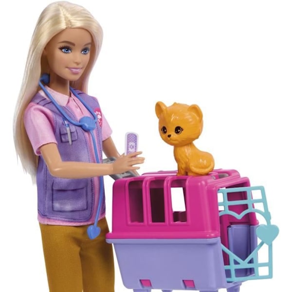 Barbie-Animal Rescue-Blonde nukke ja tarvikelaatikko HRG50 Flerfarvet