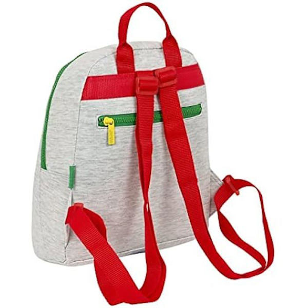 Safta BENETTON Pop Mini -reppu lapsille - Mukava ja monipuolinen - Harmaa - 25 x 13 x 30 cm Grå
