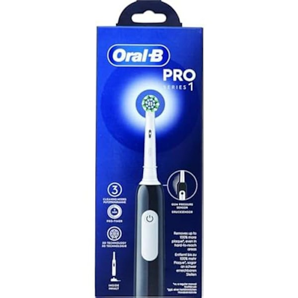Elektrisk tandborste - ORAL-B - Pro 1 Cross Action - Svart - Bärbar - Mjuk Flerfärgad