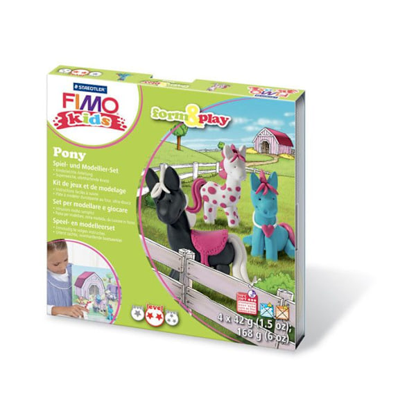 Fimo Kids modellsats - STAEDTLER - Form&Play Pony - Flerfärgad - Nivå 2 Flerfärgad