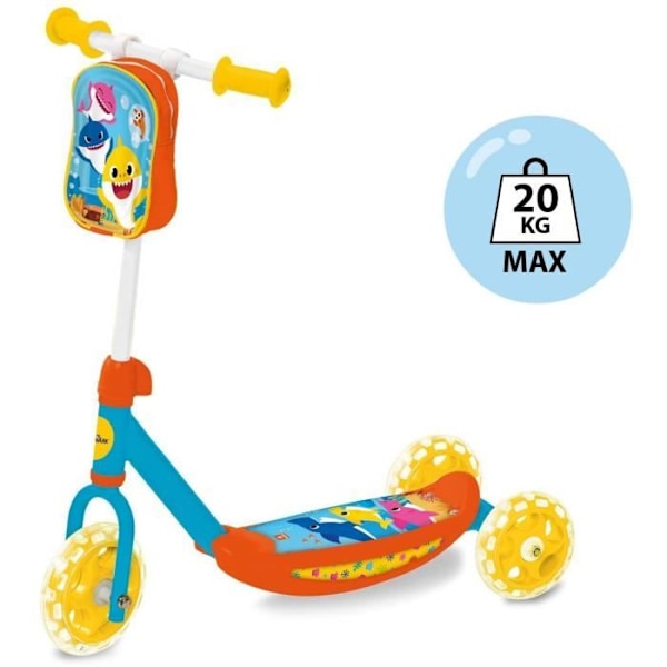 MONDO - Trehjulet scooter - Baby Shark blå / vit / gul / orange