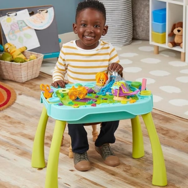 Käännettävä Play-Doh Creation -pöytä lapsille, 15 lisävarustetta ja 6 kattilaa Playdoughia, Play-Doh-alkupalat Flerfärgad