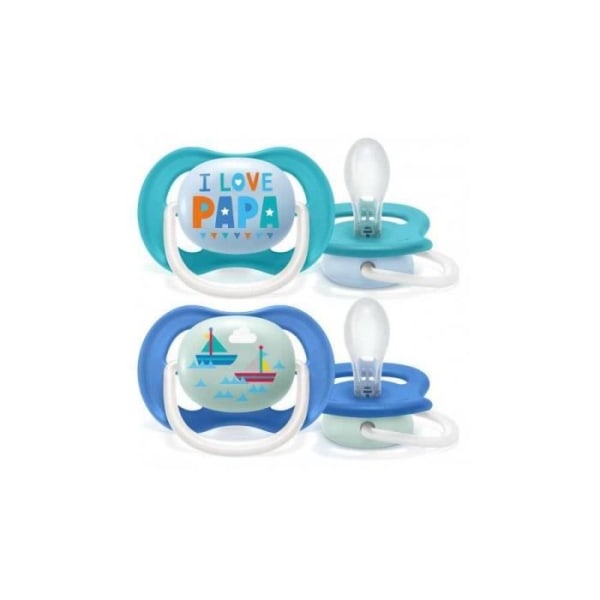 Ortodonttinen tutti - PHILIPS AVENT - Happy Papa Bateau Bleu - Silikoni - 6 kk ja yli Blå