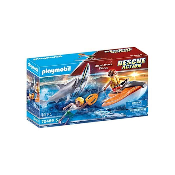 PLAYMOBIL 70489 REDNINGSBÅD OG HAJANgreb 14 STK