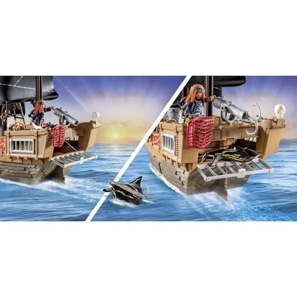 PLAYMOBIL 71530 Piratskib, 137 stykker inklusive 3 figurer og 4 dyr, Pirater, Kreativt rollespil, Fra 4 år Flerfärgad