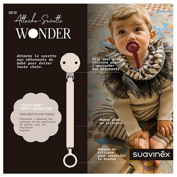 -Suavinex Attache Sucette Silicone Wonder (Malli: Vaaleanpunainen)