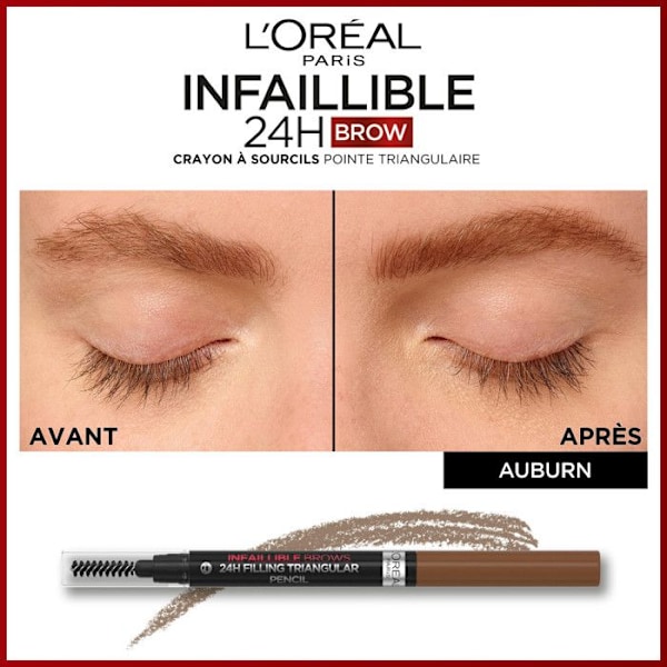 Øjenbrynsblyant - L'Oréal Paris - Infaillible Brows 24h - Vandtæt - 1ml - N°5.23 Lys brunette 5.23 Auburn