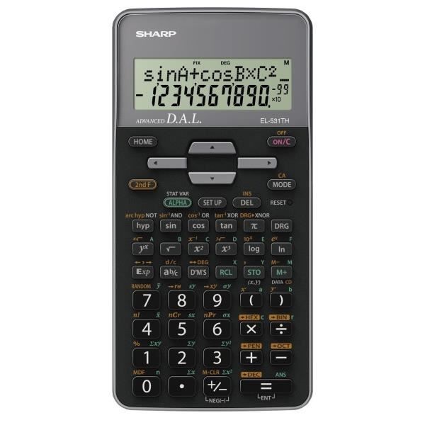 Sharp EL-531TH, ficka, vetenskaplig kalkylator, 10 siffror, 2 rader, batteri, svart, grå