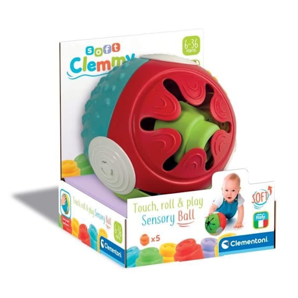 Clemmy sensorisk boll - CLEMENTONI - För baby - Olika texturer - Maskintvättbar Grönt, gult, blått och rött