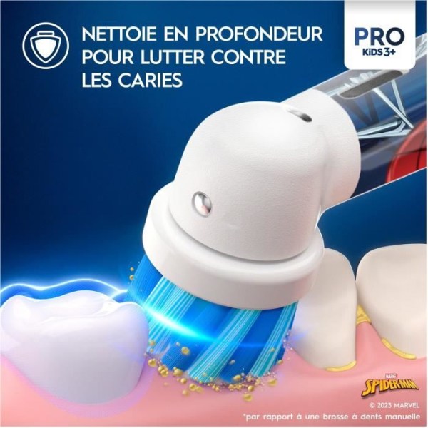 Oral-B Pro Kids sähköhammasharja, 1 Marvel Spider-Man -kahva, 1 harjaspää, 3-vuotiaat ja sitä vanhemmat Blå