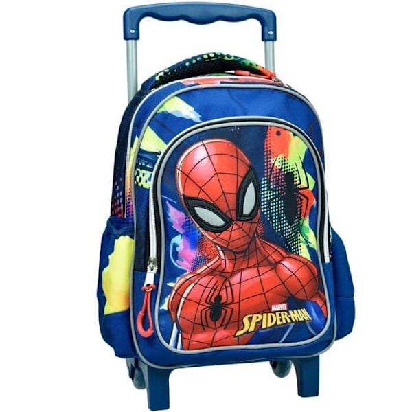 Pyörällinen reppu - SPIDERMAN - Sininen malli - 30 CM - 2 lokeroa - Lastentarha Blå