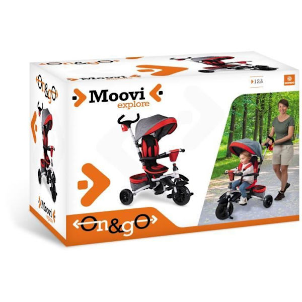 MONDO On & Go Moovi Explore hopfällbar evolutiv trehjuling - Röd Grå och röd