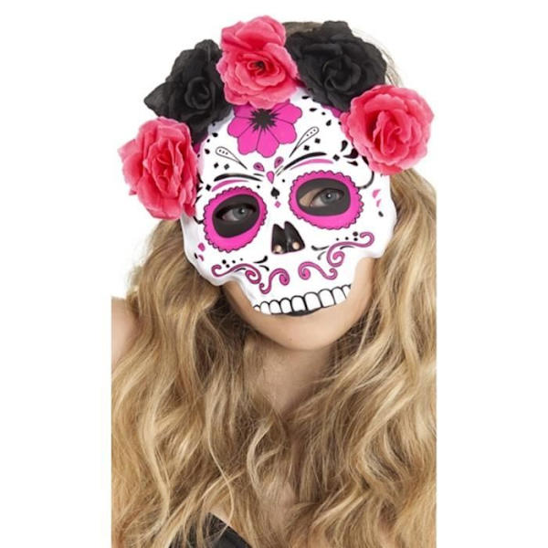 Catrina Flores Rosas RUBIE'S Mask - One Size - Aikuinen - Vaaleanpunainen rosa
