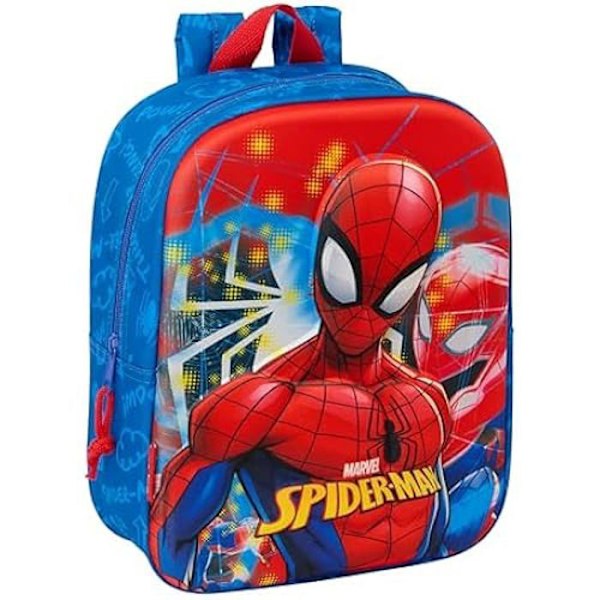 3D Spiderman-ryggsäck - SAFTA - Röd - Barn - Dagis Röd