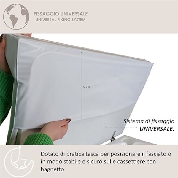 Skötunderlägg i PVC 2 sidor, universal för blöjbyten, storlek 49 x 81 x 10 cm, tillverkad i Italien, Italbaby King