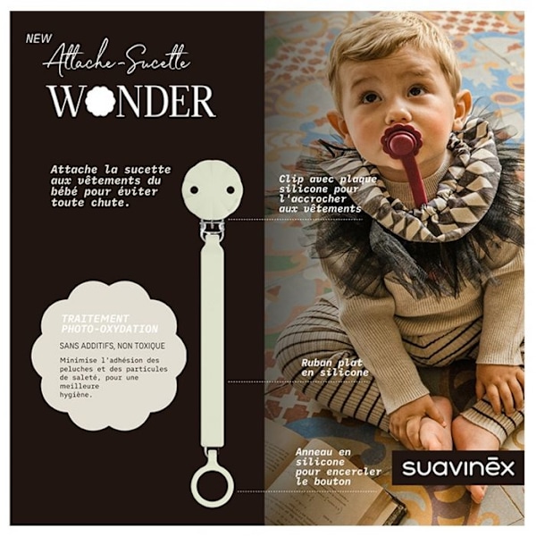 -Suavinex Attache Sucette Silicone Wonder (Malli: Vihreä Vesi)