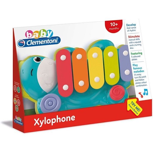 BabyClementoni - Xylodino - Xylophone - Dinosaur Musical Toy - 5 färgglada blad Flerfärgad