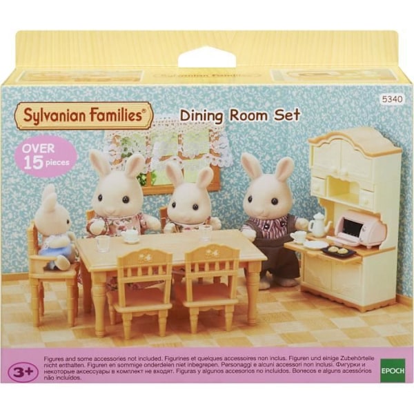 Miniature figurer - SYLVANISKE FAMILIER - Spisestuen - Komplet sæt til at indrette en spisestue Beige