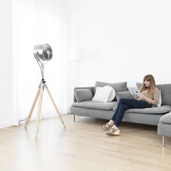 Cecotec EnergySilence 1200 Woody stativfläkt. 80 W, 3 12-tums blad, diameter 30 cm, kopparmotor, 3 hastigheter, trep Dryck; stål
