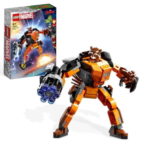 LEGO® Marvel 76243 Rocket Robot Armor, Guardians of the Galaxy Minifigure, Avengers Toy